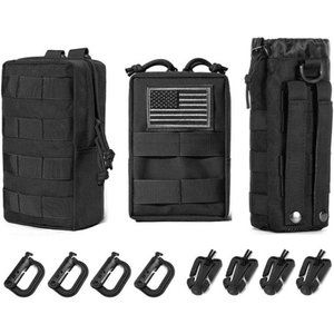 3 Molle Pouch Sports Water Bottles Pouch Bag, Tactical Drawstring Molle Pouches
